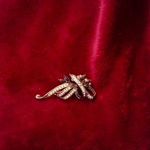 Charter Club black and clear rhinestones brooch